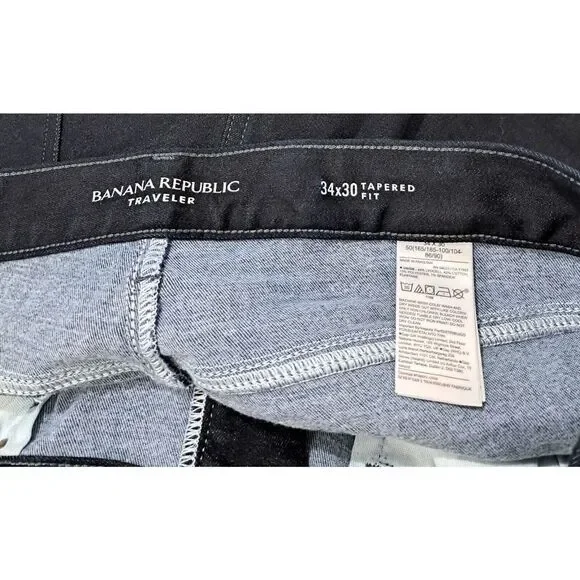 Banana Republic Mens 34/30 TRAVELER TAPERED FIT DARK BLUE Jeans Pants $130